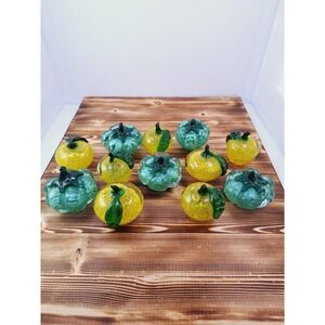 Art studio glass yellow apple Green Squash paperweight X12 Lot hand blown